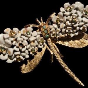 Samson Of Providence Elegant Gold Tone Enameled Dragonfly Brooch
